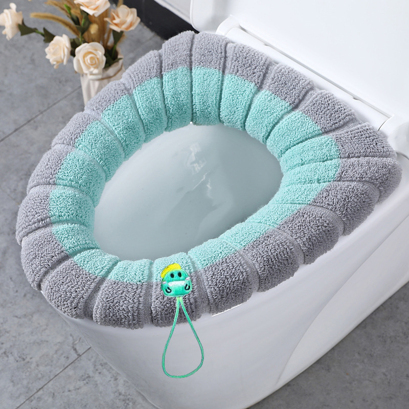 Home Bathroom With Two Toilets - Cartoon Knitted Toilet Seat Cover Warm
