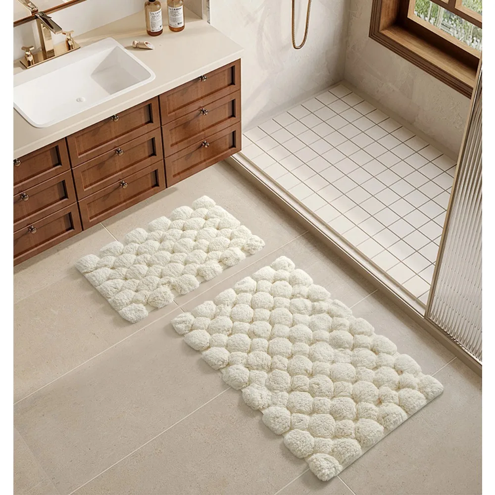 Zara Home Bathroom Mat - Ivory 2-Piece Cotton Bath Rug Set