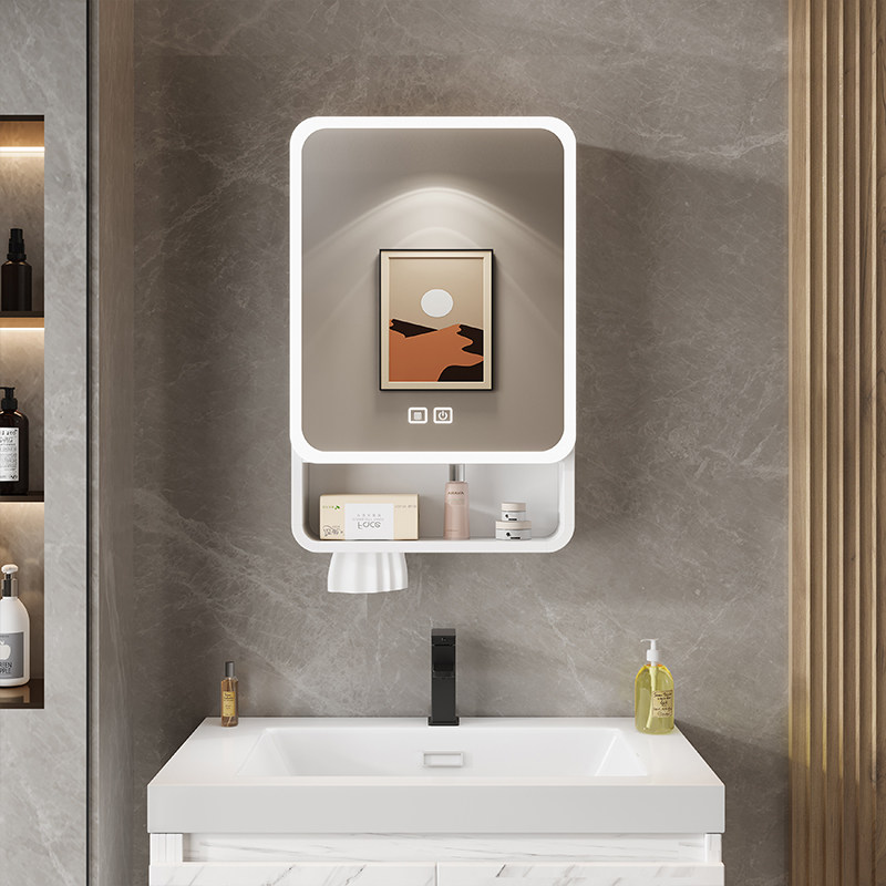 Home Bathroom Furniture - Organizer Mirror Bathroom Cabinet Storage Shelves