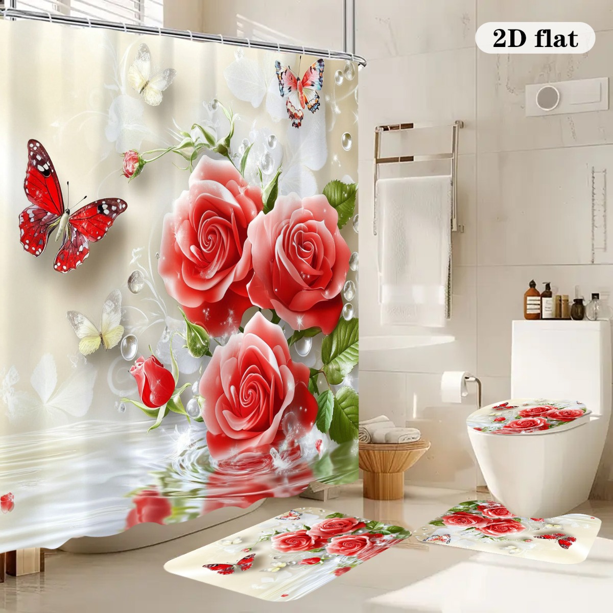 Home Bathroom With Two Toilets - 2D Flat, 2D FLat 4pcs Bathroom