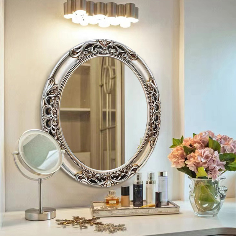 Home Bathroom Mirror - European Oval Hollow Bathroom Vanity Mirror