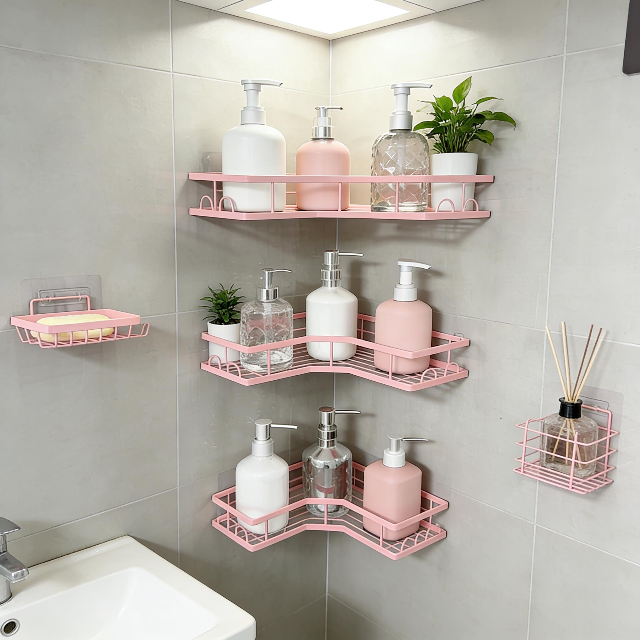 5Pcs Minimalist Pink Shower Or - đánh giá và giá Home Essentials Bathroom Organizer