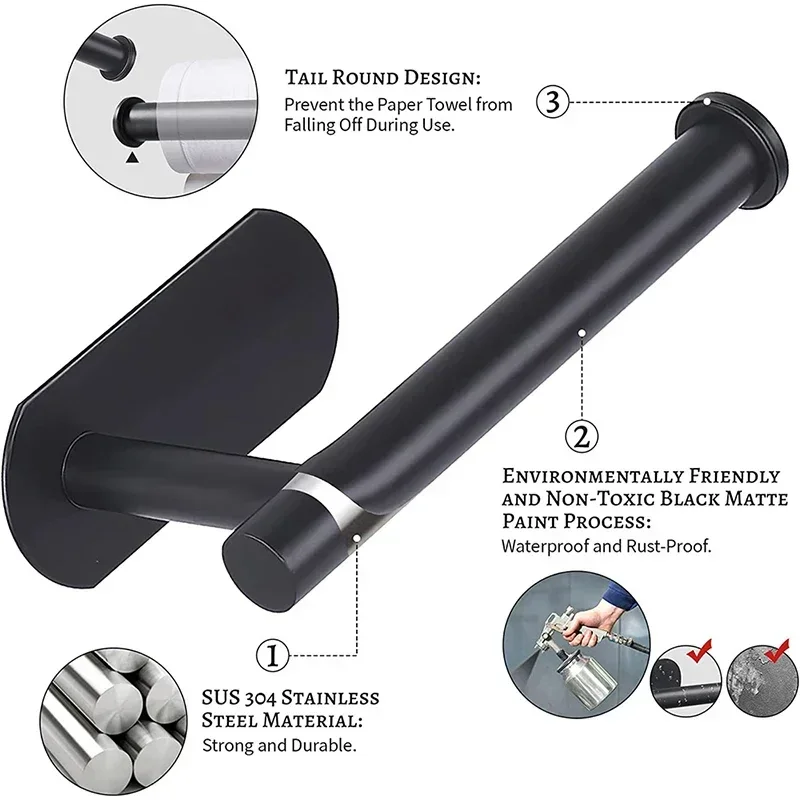 Black Self Adhesive Toilet Pap - đánh giá và giá Home Bathroom Paper Towel Holder