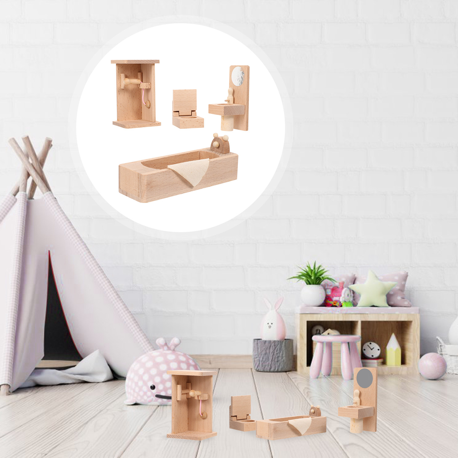 1Set Safe Natural Wood Mini Ba - đánh giá và giá Home Bathroom Furniture