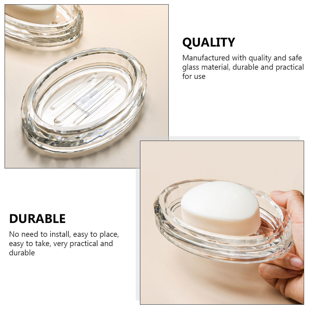 2Pcs Soap Box Transparent Glas - đánh giá và giá Home Bathroom Design Simple