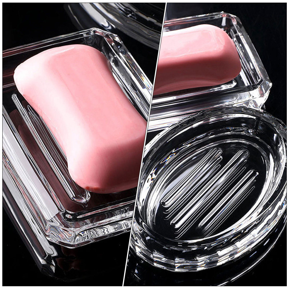 2Pcs Soap Box Transparent Glas - đánh giá và giá Home Bathroom Design Simple
