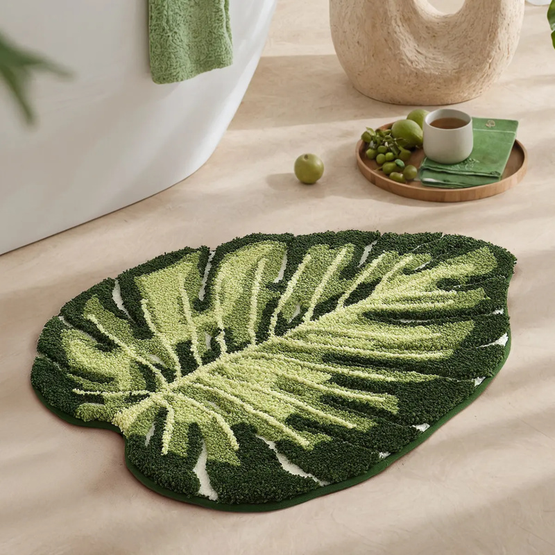 VIKAMA Small Fresh Green Leaf  - đánh giá và giá Zara Home Bathroom Mat