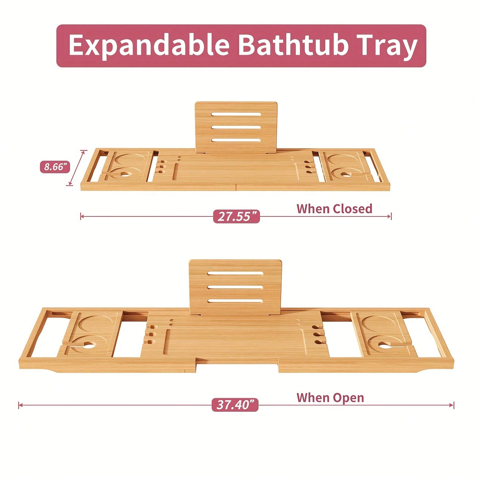 Bamboo Bathtub Caddy Tray, Ext - đánh giá và giá Home Essentials Bathroom Organizer