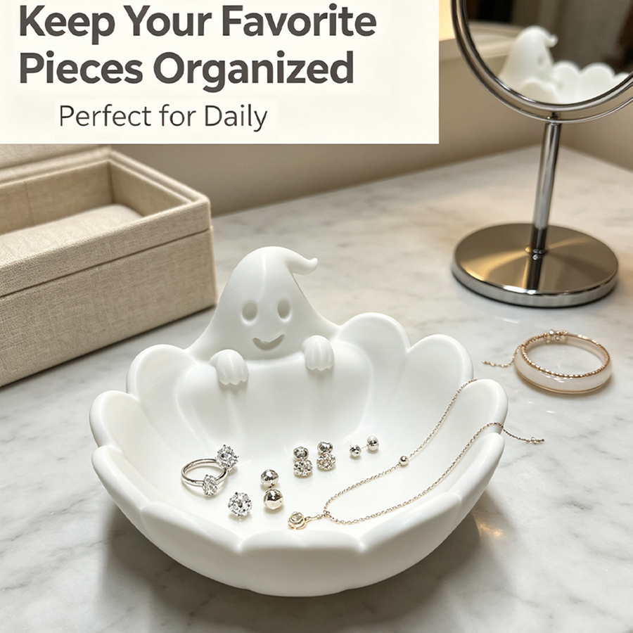 Matte White 3D Cute Ghost-Shap - đánh giá và giá Home Essentials Bathroom Organizer