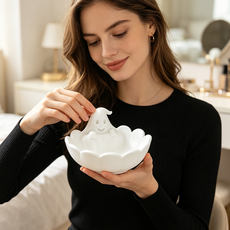 Matte White 3D Cute Ghost-Shap - đánh giá và giá Home Essentials Bathroom Organizer